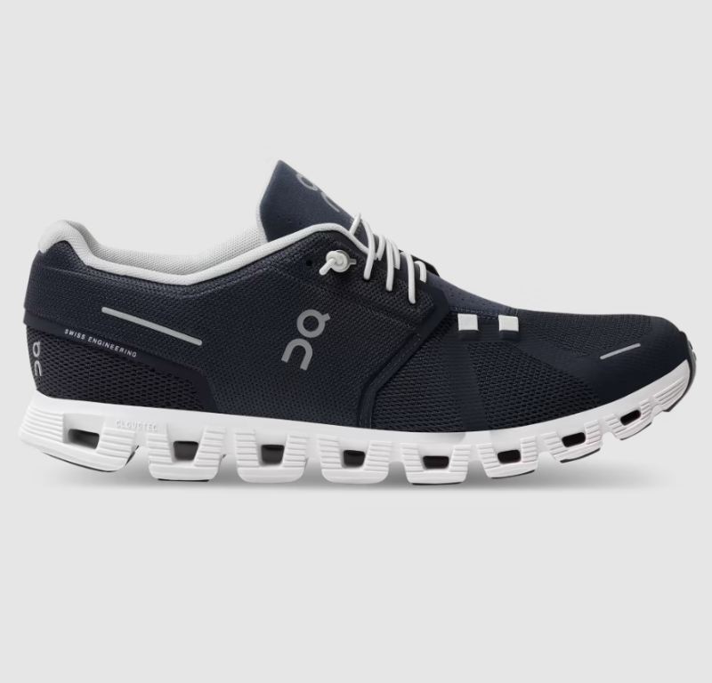On Running Cloud Shoes Men's Cloud 5-Midnight | White