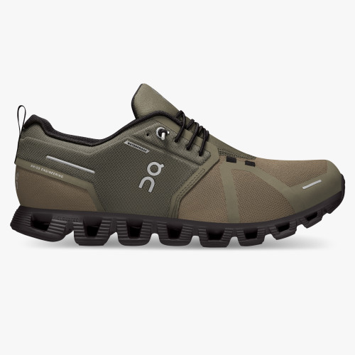 On Running Cloud Shoes Men's Cloud 5 Waterproof-Olive | Black - Click Image to Close