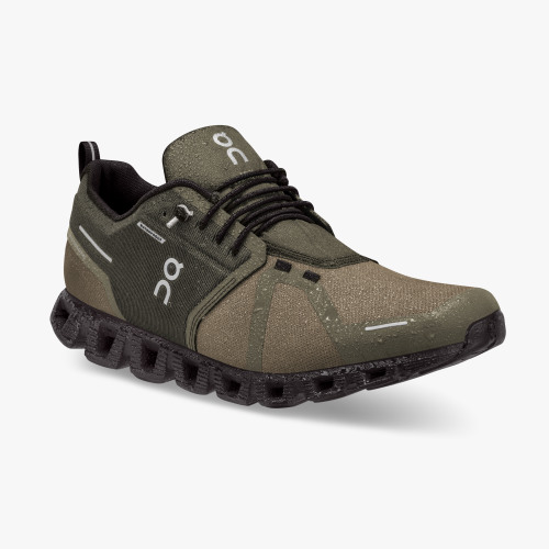 On Running Cloud Shoes Men's Cloud 5 Waterproof-Olive | Black - Click Image to Close