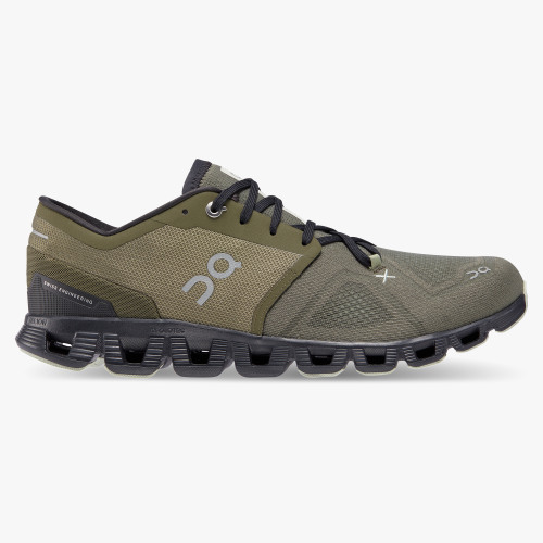 On Running Cloud Shoes Men's Cloud X 3-Olive | Reseda - Click Image to Close