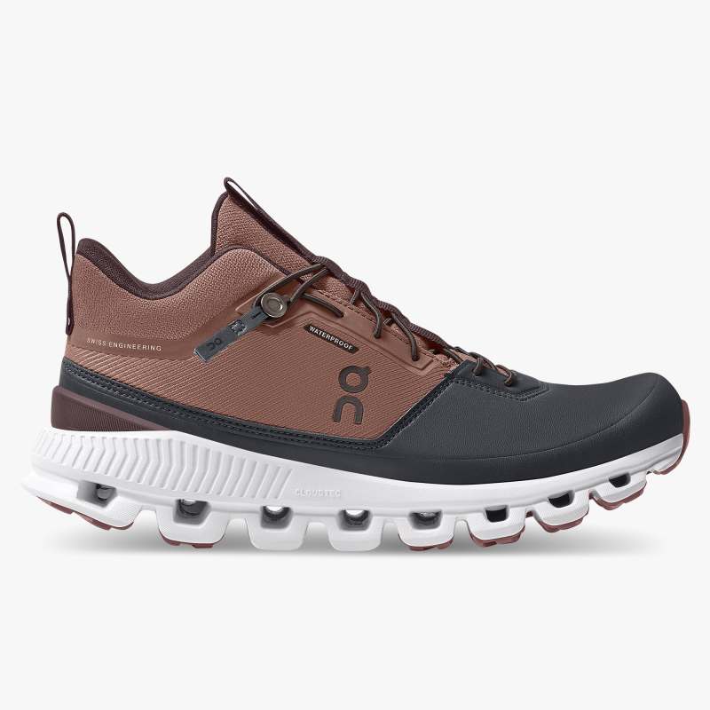 On Running Cloud Shoes Women's Cloud Hi Waterproof-Cocoa | Pebbl - Click Image to Close