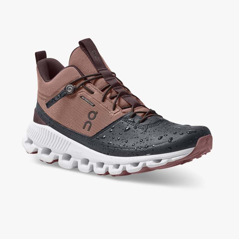 On Running Cloud Shoes Women's Cloud Hi Waterproof-Cocoa | Pebbl - Click Image to Close