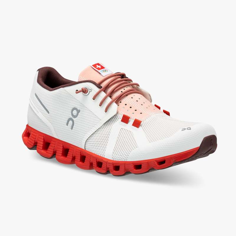 On Running Cloud Shoes Women's Cloud Swiss Olympic-Red | White - Click Image to Close