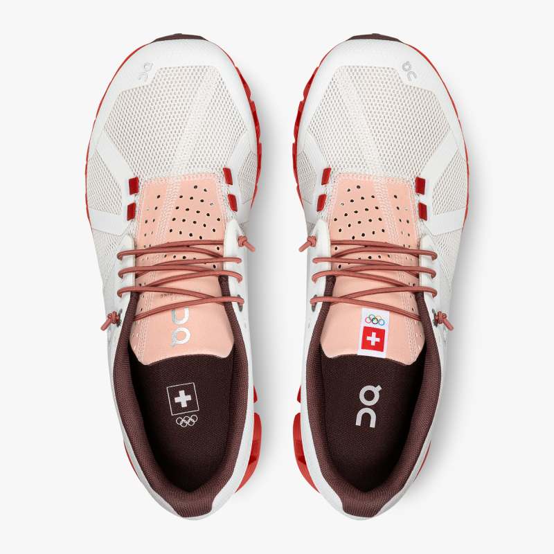 On Running Cloud Shoes Women's Cloud Swiss Olympic-Red | White