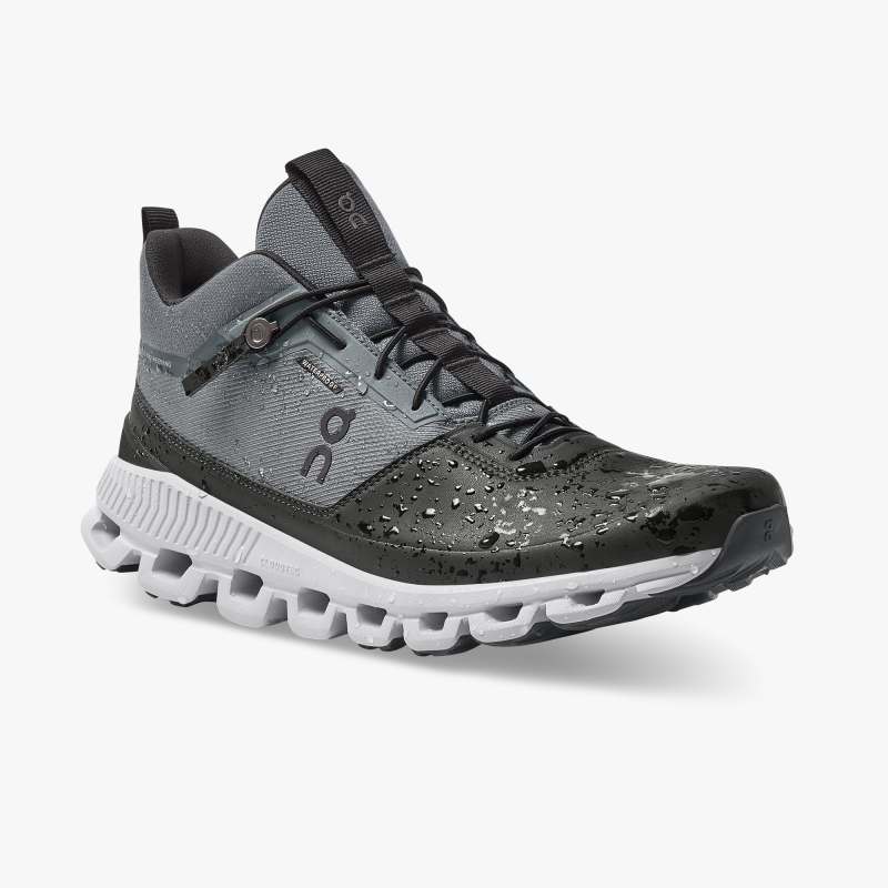 On Running Cloud Shoes Men's Cloud Hi Waterproof-Rock | Magnet - Click Image to Close