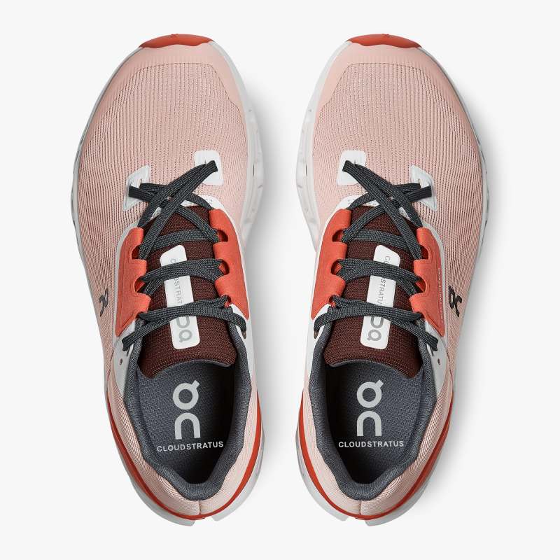 On Running Cloud Shoes Men's Cloudstratus-Rose | Red - Click Image to Close