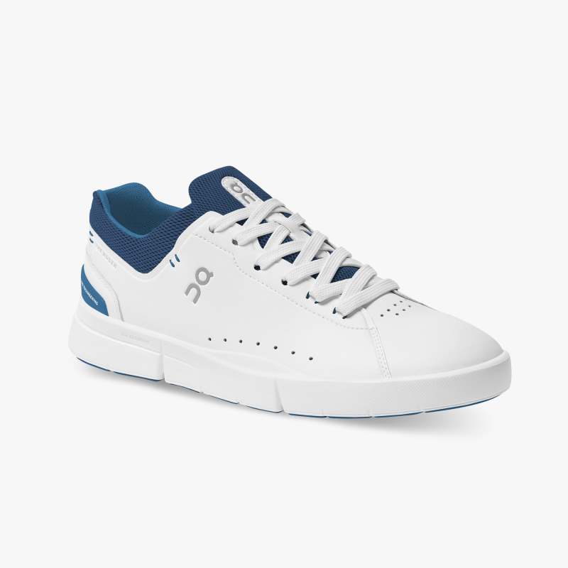 On Running Cloud Shoes Men's THE ROGER Advantage-White | Cobalt - Click Image to Close