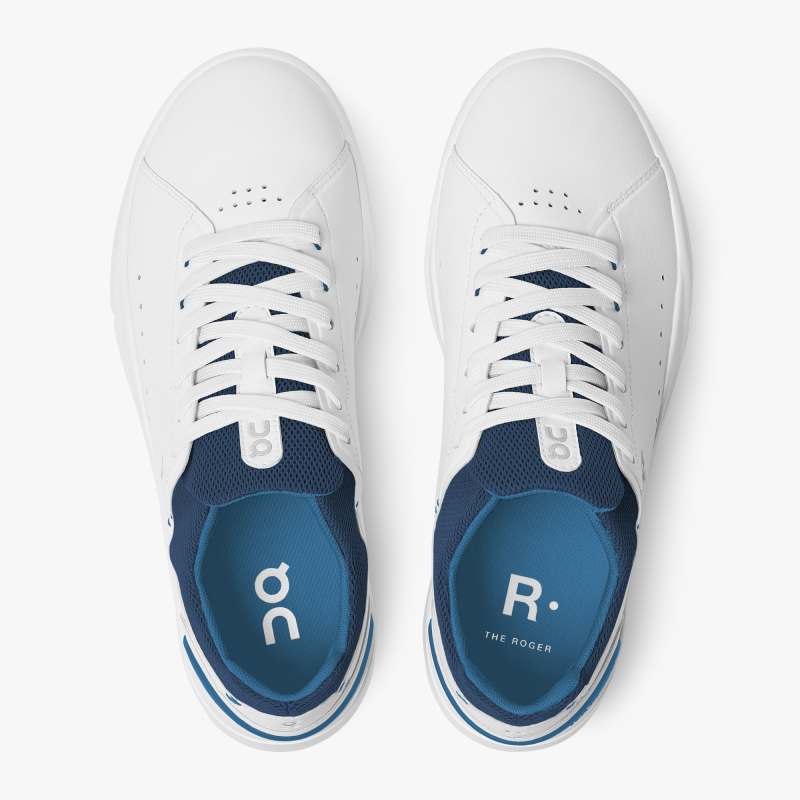 On Running Cloud Shoes Men's THE ROGER Advantage-White | Cobalt - Click Image to Close