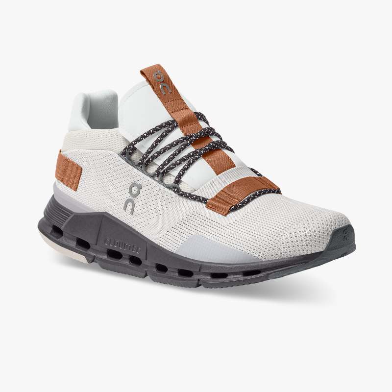 On Running Cloud Shoes Men's Cloudnova-White | Pecan - Click Image to Close