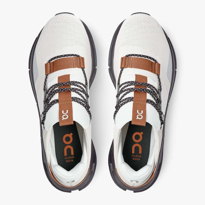 On Running Cloud Shoes Men's Cloudnova-White | Pecan - Click Image to Close