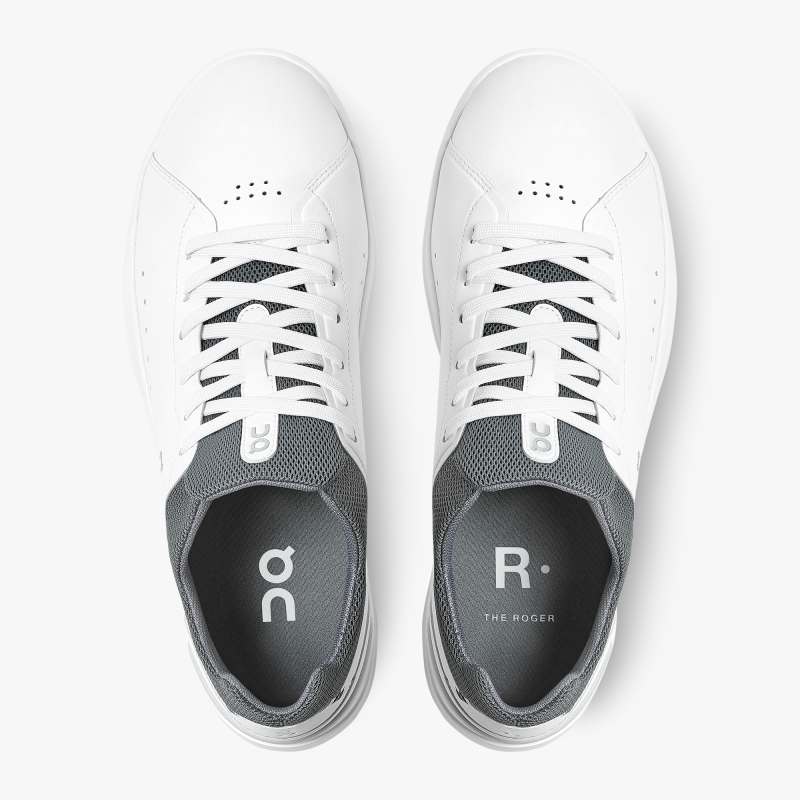 On Running Cloud Shoes Men's THE ROGER Advantage-White | Rock - Click Image to Close