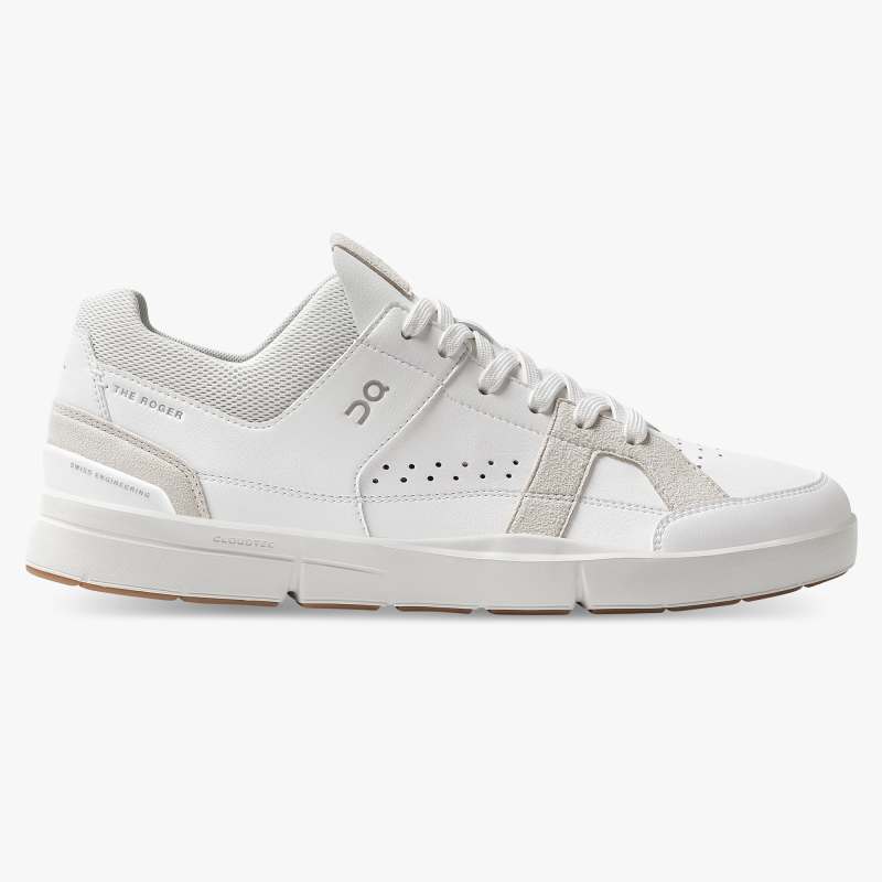 On Running Cloud Shoes Men's THE ROGER Clubhouse-White | Sand - Click Image to Close